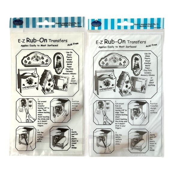 Set of 2 Vintage E-Z Rub-On Transfers – Jolly Santa Designs – 2000s Roylco Craft - Picture 2 of 2